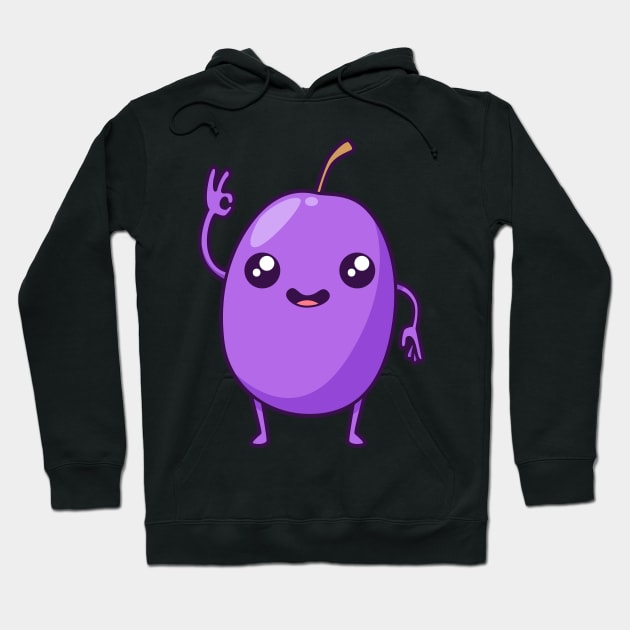 Kawaii cartoon grape Hoodie by Modern Medieval Design